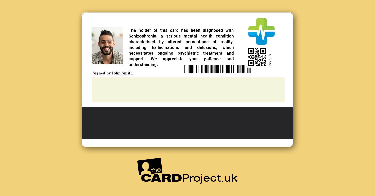 Schizophrenia Premium Photo Medical ID Card (REAR)